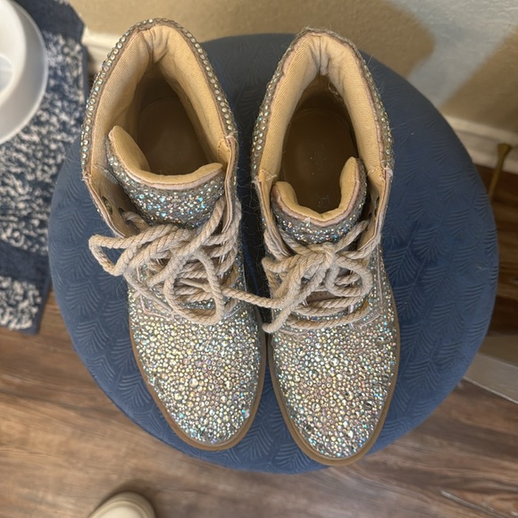 Betsy Johnson embellished sparkle combat boots - Picture 6 of 6